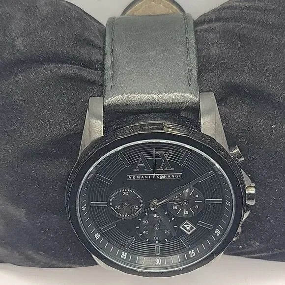 Armani Exchange AX2098 Men's Black Leather Analog Dial Quartz Wrist Watch BC463
